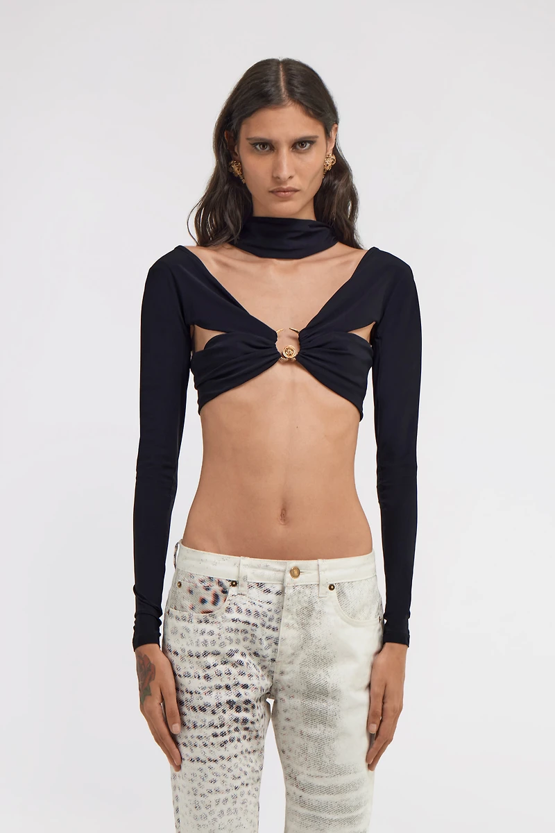 Cutout Long Sleeve Crop Top