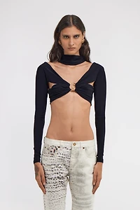 Cutout Long Sleeve Crop Top