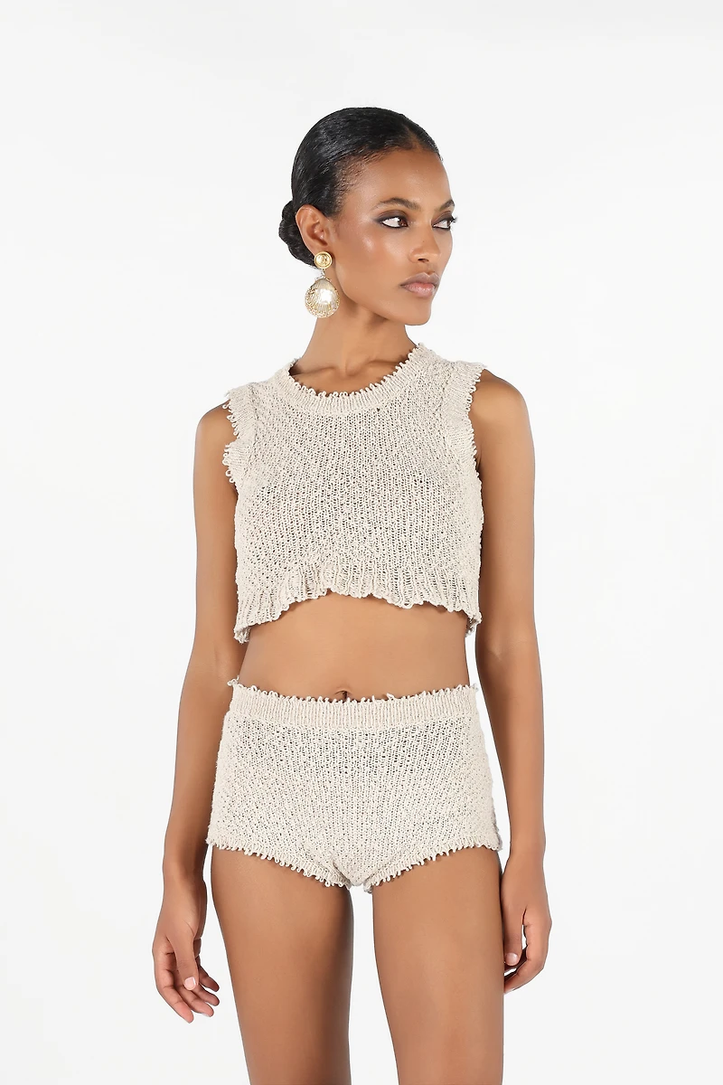 Ivory Textured Knit Top