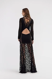 Long embroidered knit dress
