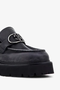 Loafers with metal buckle