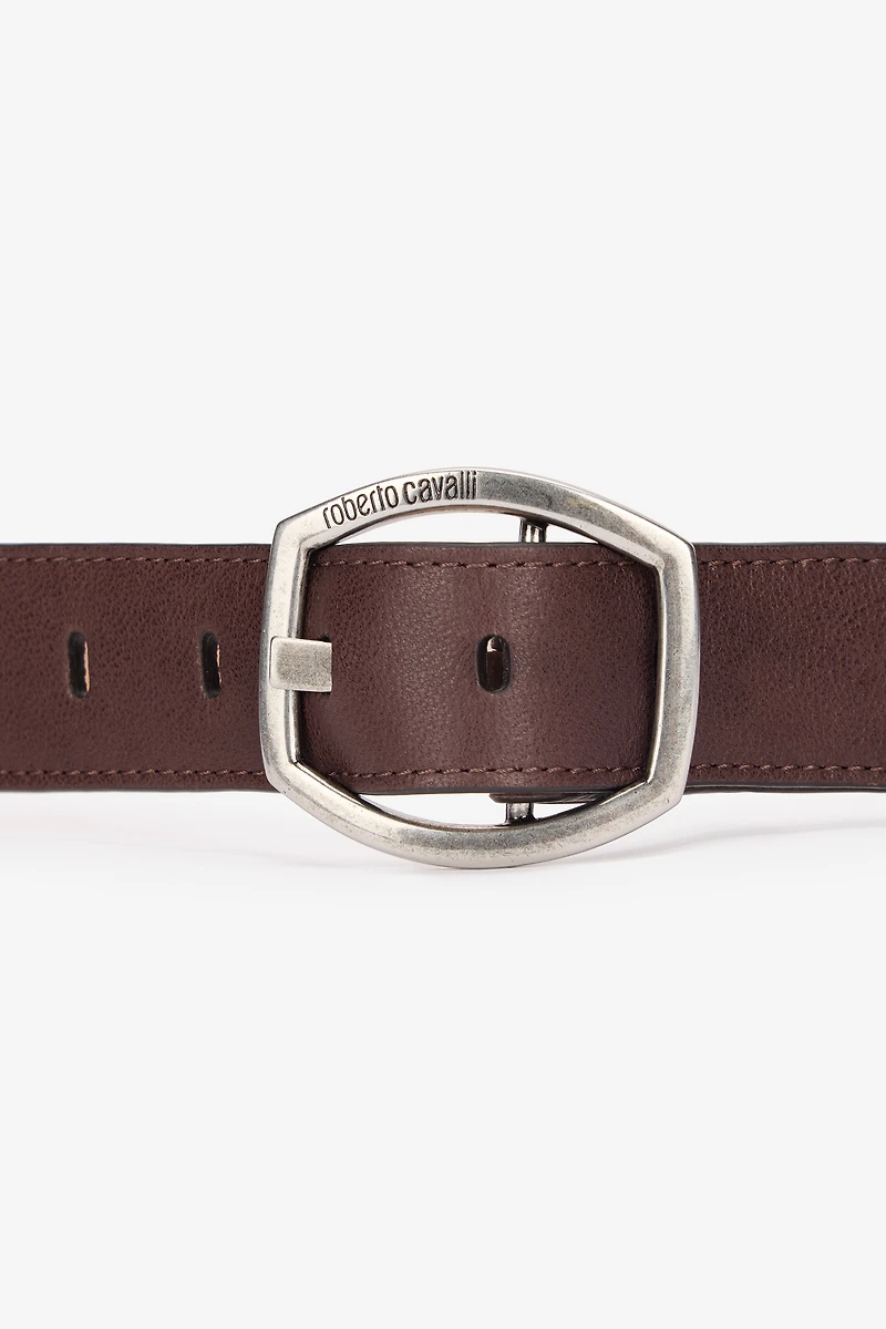 Belt With Decorations And Branded Buckle