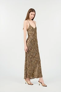 Silk Dress With Jaguar, Cheetah And Leopard Print