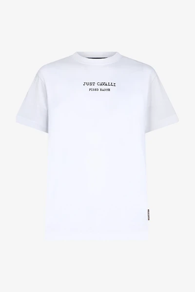White T-Shirt With Fired Earth Print