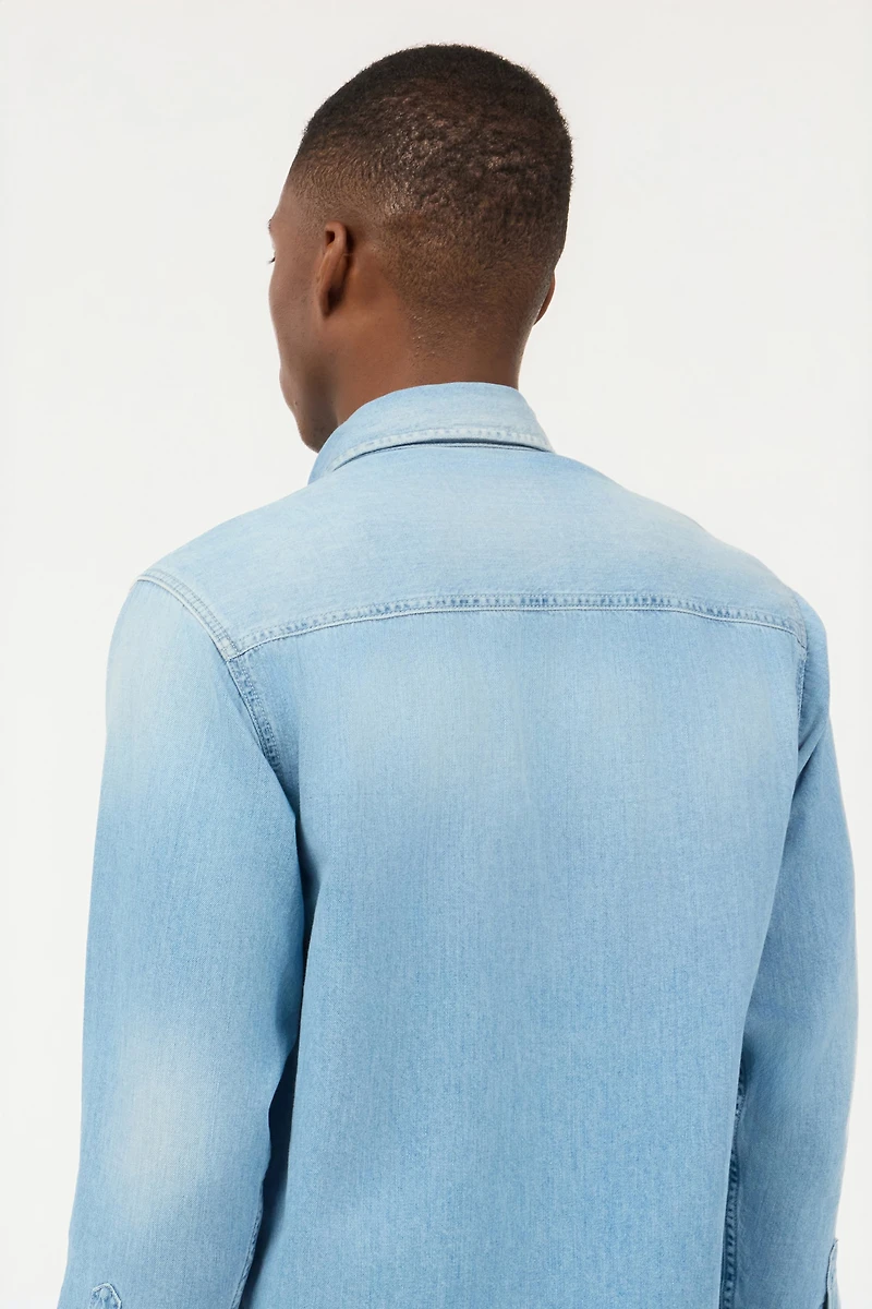 Denim Shirt With Mirror Snake Monogram