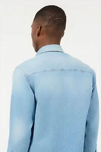 Denim Shirt With Mirror Snake Monogram