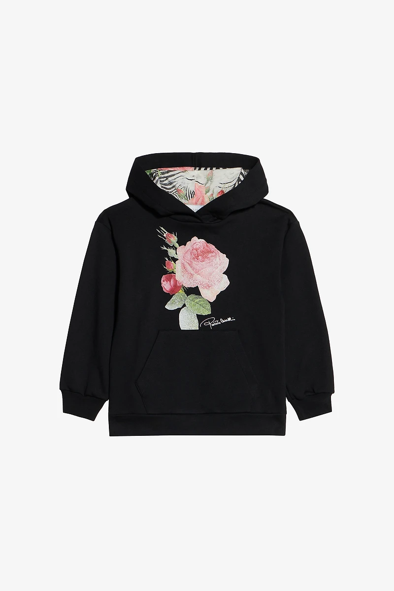 Cotton Sweatshirt With Roses