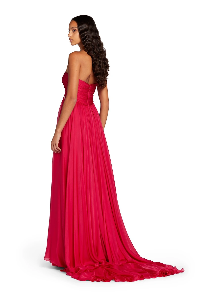 Strapless Silk Maxi Dress