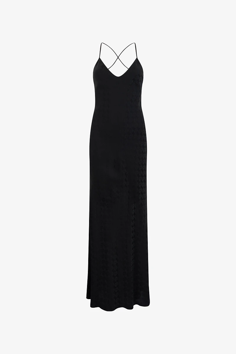 Silk Maxi Dress with Monogram RC