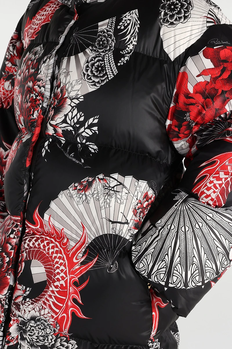 Down Jacket With All-Over Print And Removable Lower Insert