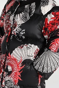 Down Jacket With All-Over Print And Removable Lower Insert