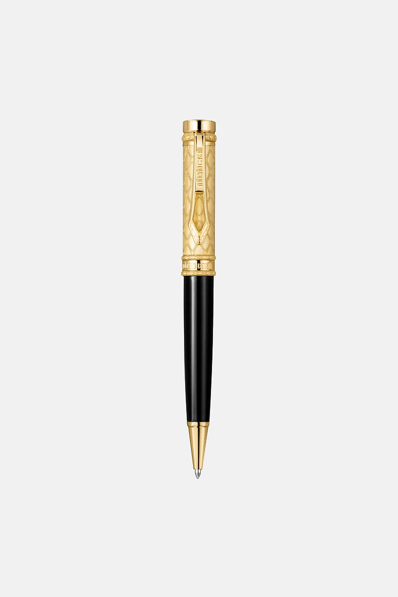 Roberto Cavalli Ballpoint Pen, Gold Color & Black Lacquer