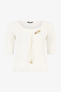 Three-Quarter-Sleeve Crop Top