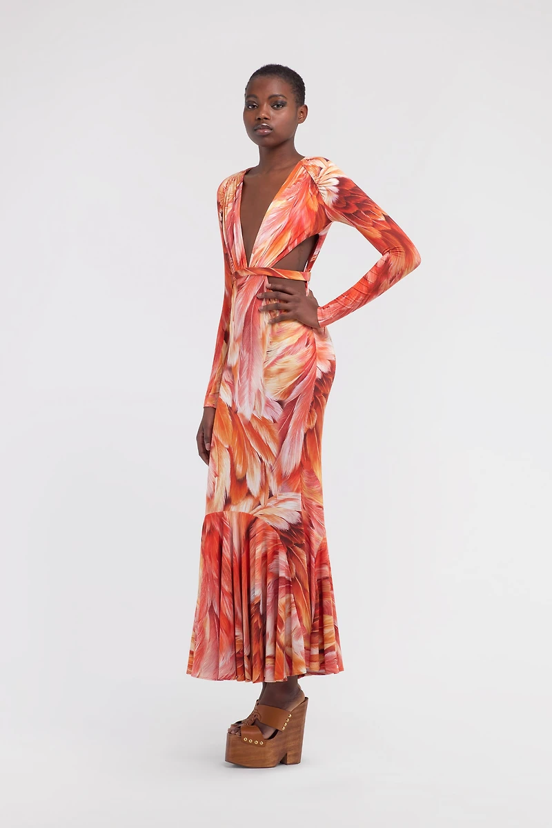 Plumange Print Maxi Dress