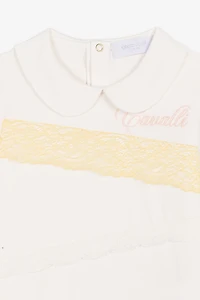 Logo-Embroidered Lace-Trimmed Top