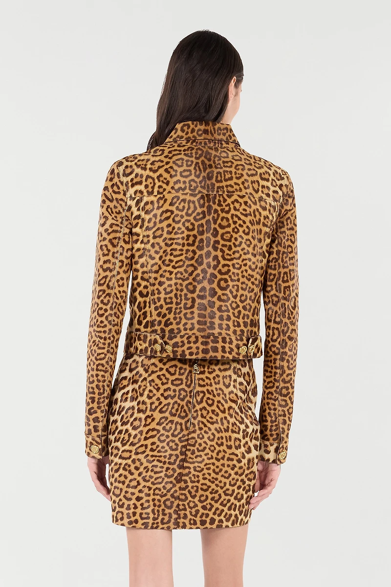 Leather Jacket With Leopard Skin Print