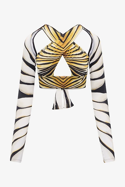 Ray Of Gold Print Cut-Out Top