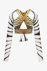 Ray Of Gold Print Cut-Out Top