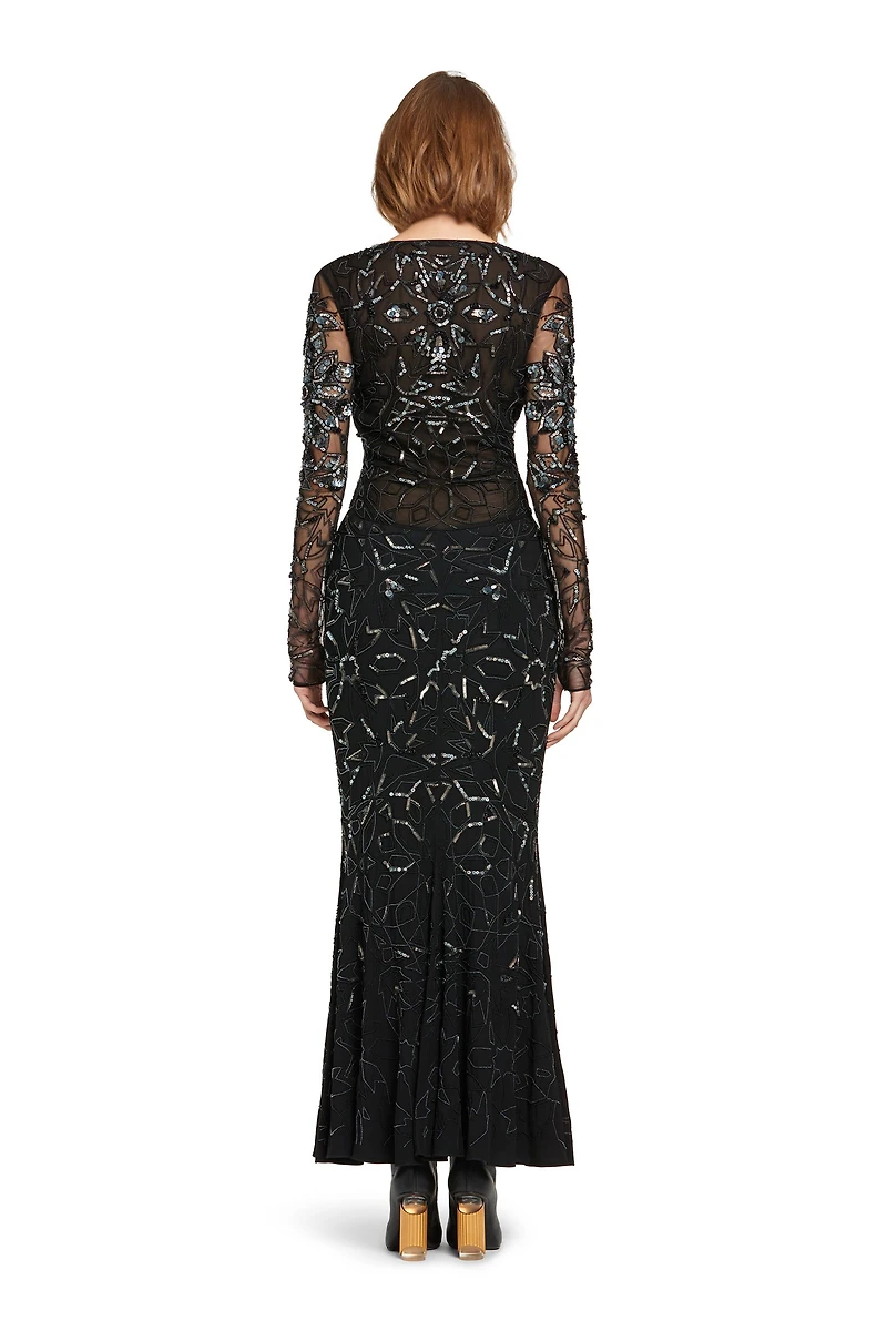 Mosaic embellished fishtail dress