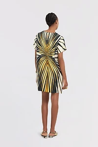 Ray Of Gold Print Silk Mini Dress