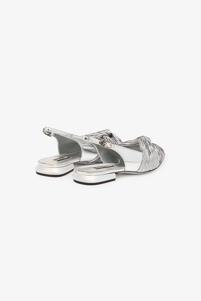 Metallic Leather Slingback Ballet Flats