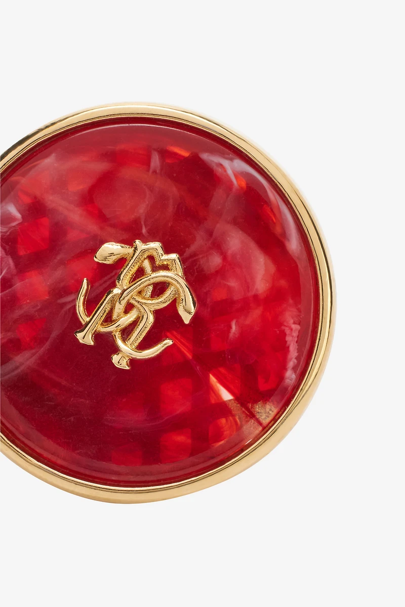 Mirror Snake Monogram Clip-On Earrings