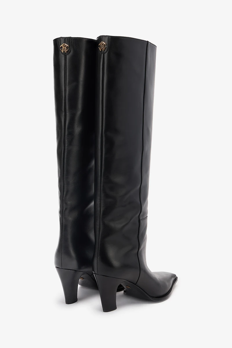 Leather Boots With Mirror Snake Monogram