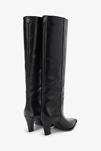 Leather Boots With Mirror Snake Monogram
