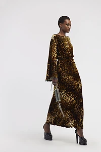 Leopard print velvet dress