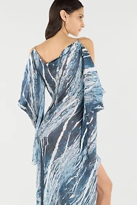 Marble-Print Flowing Dress