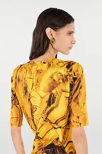 Silk And Wool Sweater With Amber Print