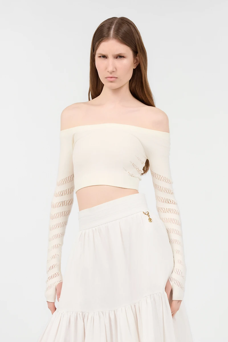Open-Shoulder Crop Top