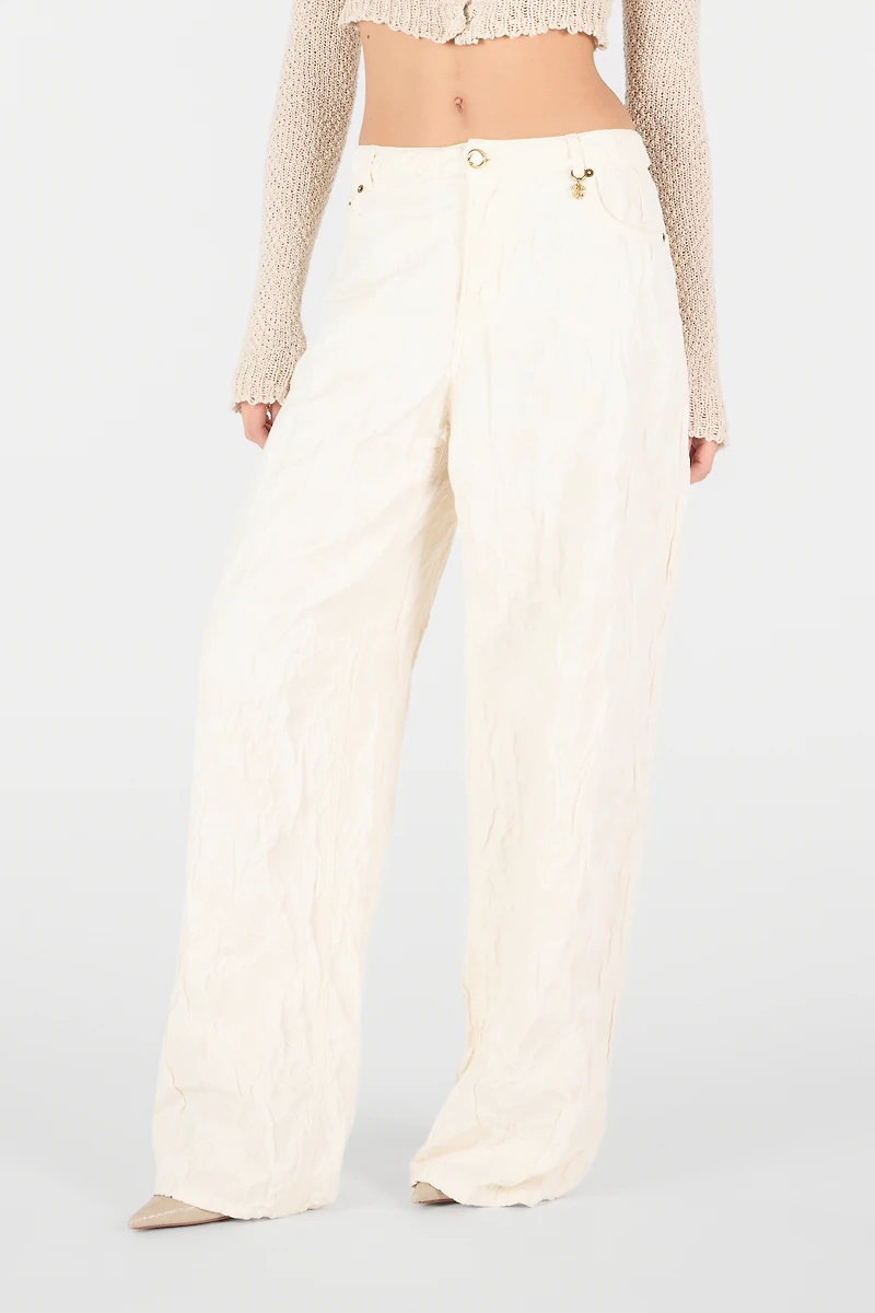 Wide Leg Structured Trousers