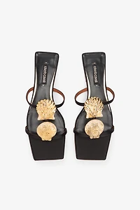 Flat Sandals With Golden Shells