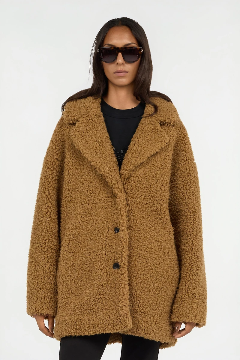 Brown Teddy Coat with Leopard Lining