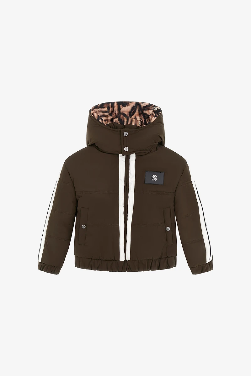 Tiger-Print Lined Puffer Jacket