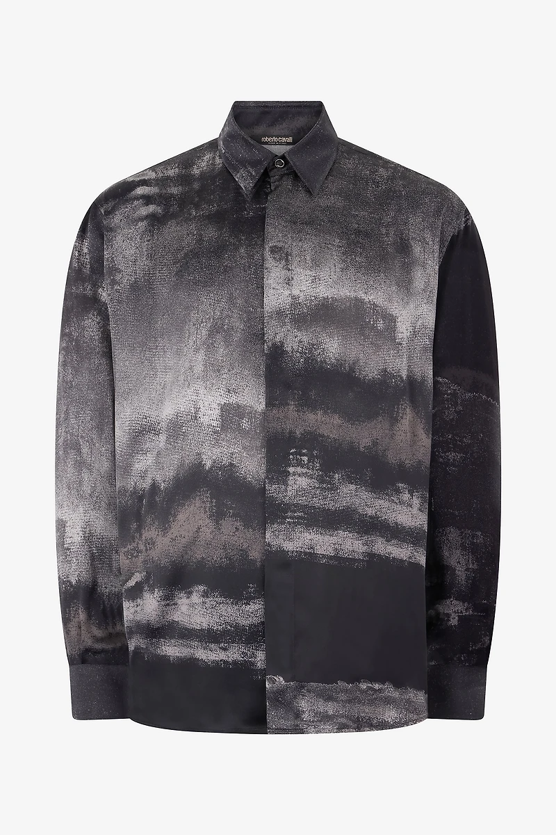 Used-Effect Gradient Silk Shirt