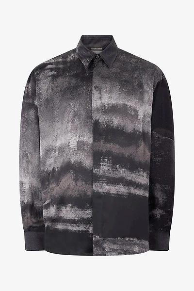 Used-Effect Gradient Silk Shirt