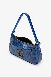 Blue Shoulder Bag with Mirror Snake Monogram