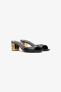 Mules With Thick Golden Heel