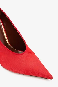 Pumps With Jacquard Pattern And Jewel Strap