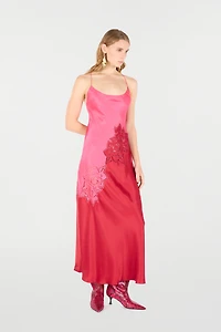 Long Dress With Perforated Rose Pattern