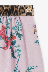 Leopard And Floral-Print Skirt