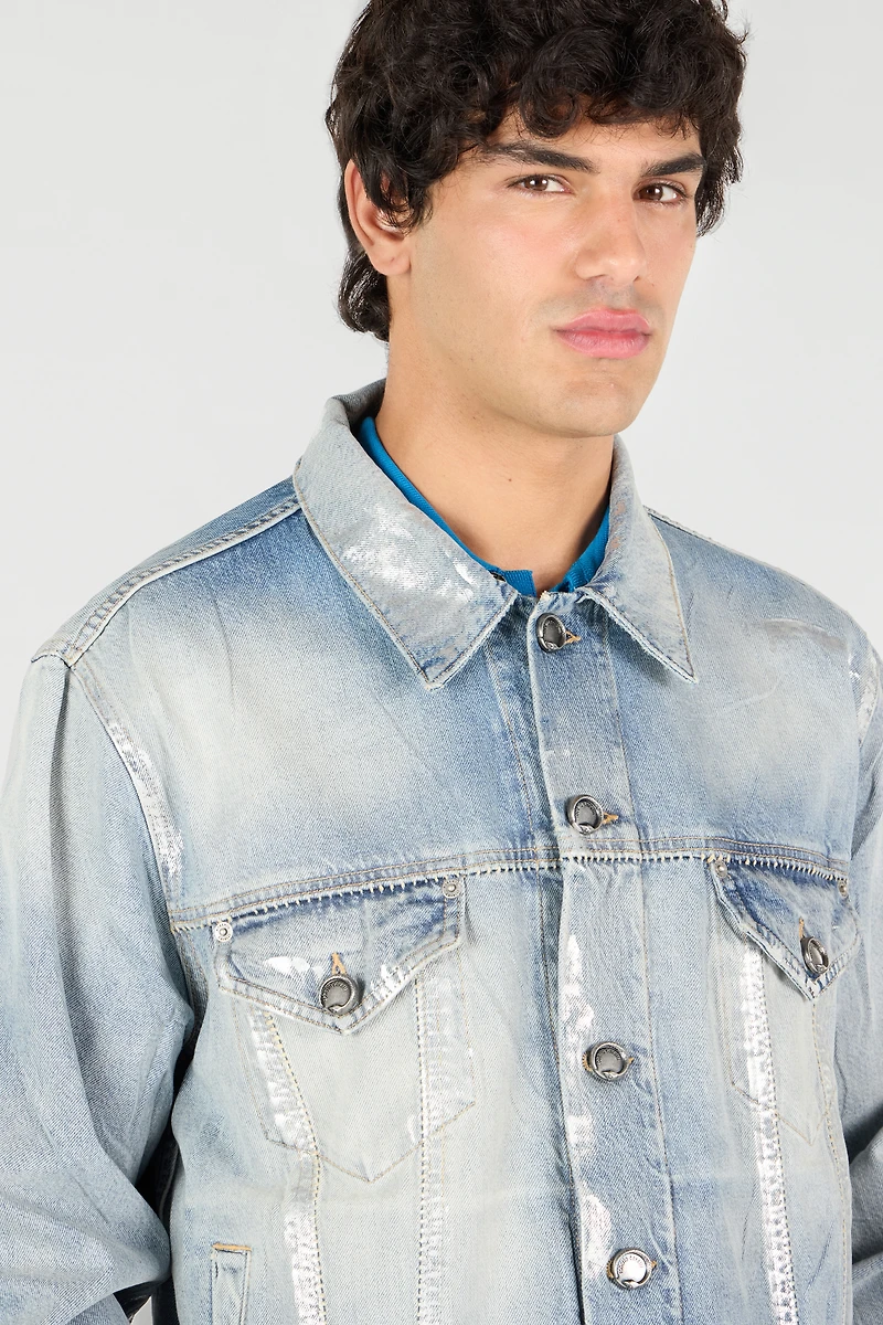 Light Blue Laminated Denim Jacket