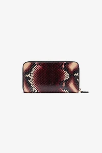 Zip-around wallet in printed leather