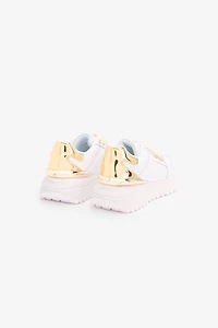 Sneakers With Laminated Logo And Back