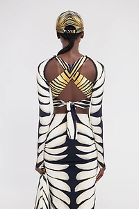 Ray Of Gold Print Cut-Out Top