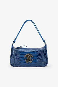 Blue Shoulder Bag with Mirror Snake Monogram