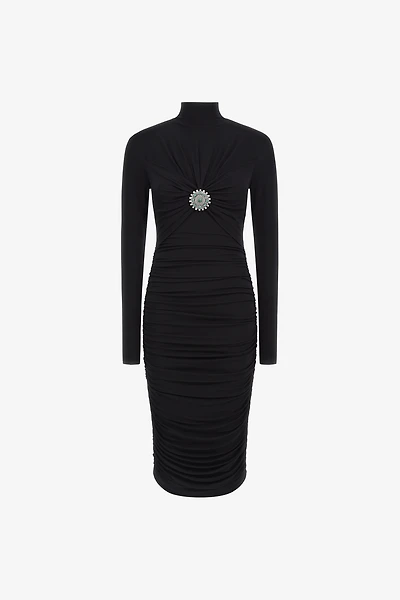 Midi dress with ruffles and stones