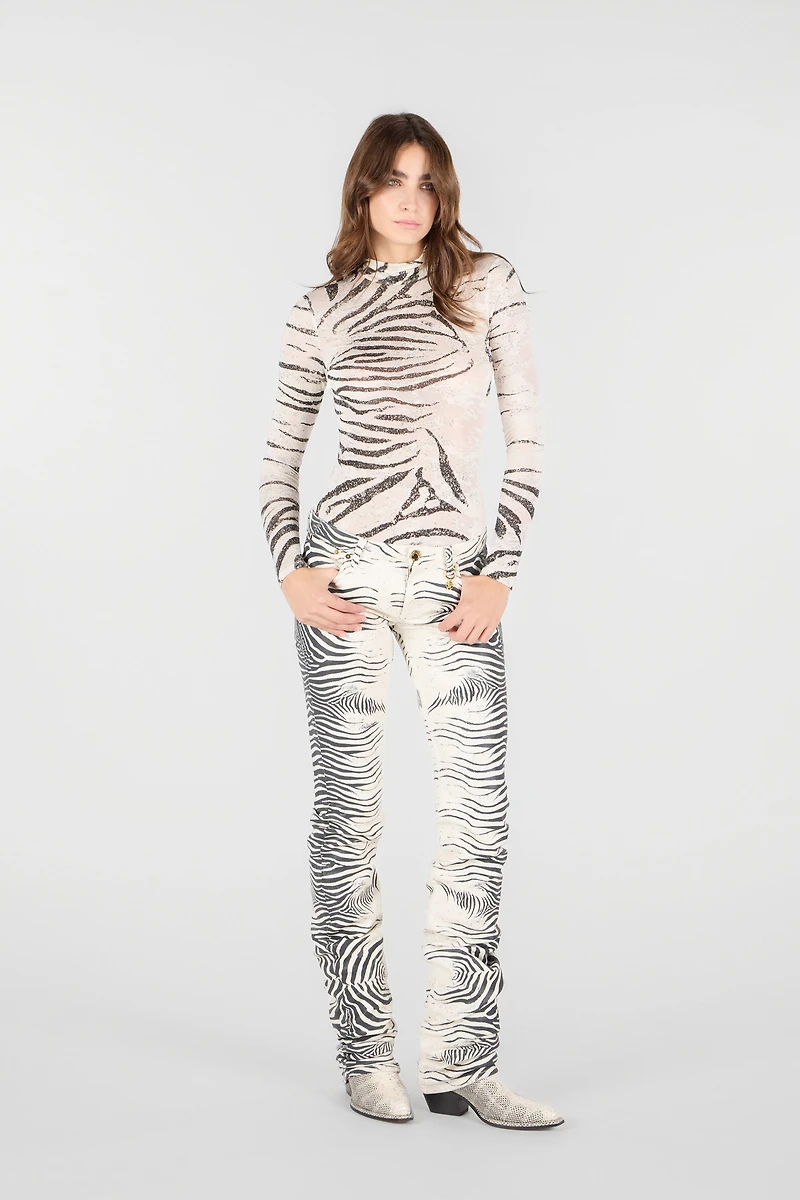 Pants With White Tigress Print
